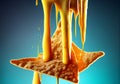 Close up Nacho cheese drips