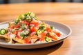 close-up of nachos with fresh pico de gallo Royalty Free Stock Photo