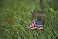 Close up of a name tag of an American veteran in the Wood of Peace
