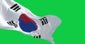 Close-up of national flag of South Korea waving on green screen