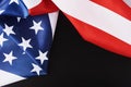 Close up of national usa american flag on a black background with copy space Royalty Free Stock Photo