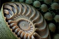 Close up of a nautilus shell, creative digital illustration painting Royalty Free Stock Photo