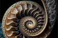 Close up of a nautilus shell, creative digital illustration painting