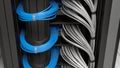 Organized Server Cabinet with Color-Coded Network Cables â AI content Royalty Free Stock Photo