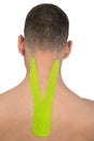 Close-up of the neck, with medical tapes pasted on, to relieve pain from the spine and upper part of the head Royalty Free Stock Photo