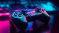 Neon joystick gamers device controller. Ai generated