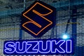 Kyiv, Ukraine - April 12, 2019: Neon sign Suzuki logo