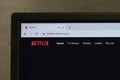 Close up Netflix app icon on Laptop screen. Netflix is an international leading subscription