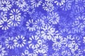 Floral background of white flowers printed on a blue net material