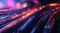 A close-up of a network cable connector with colorful light trails representing data transmission Royalty Free Stock Photo