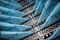 close up of network cables connected to server racks in data center room