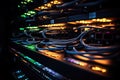 close up of network cables connected to servers in a data center. Network cables connected to the network switch, AI Generated Royalty Free Stock Photo