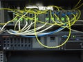 Close up network cables connected to switch in server rack