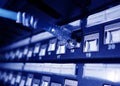 close up of network cables in a data center Royalty Free Stock Photo