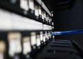 close up of network cables in a data center Royalty Free Stock Photo