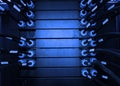close up of network cables in a data center Royalty Free Stock Photo