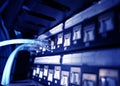 close up of network cables in a data center Royalty Free Stock Photo