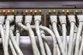 Close-up of network hub and ethernet cables Royalty Free Stock Photo