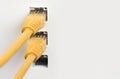 Close up of Network switch, cables Royalty Free Stock Photo