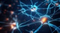 Close-Up of Neuron Cells Connecting with Electrochemical Signal Transmission in Neural Network AI Generated