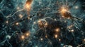 Close up of a neuron in a complex network of neural connections Royalty Free Stock Photo