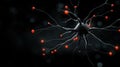 Closeup of a neuron with red connections on a dark background Royalty Free Stock Photo