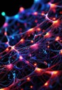 Close-up of neurons cells. Neural network. Nervous system. Ai generated art