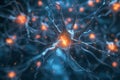 Close up of neurons connecting and sparking, visualizing neuroplasticity and memory formation