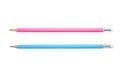 New Blue and Pink pencils isolated on white background. Royalty Free Stock Photo