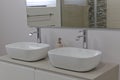 close up: new design bathroom with two basins, washbasins, Royalty Free Stock Photo