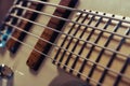 Close up of electric bass guitar element Royalty Free Stock Photo