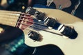 Close up of electric bass guitar element Royalty Free Stock Photo