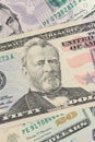 Close up of new fifty dollar bill. Macro close up of Ulysses S. Grant. 50 dollar bill. Royalty Free Stock Photo