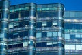 Close-up of new modern building with original blue decoration from the embankment of Rostov-on-Don. Sunny day Royalty Free Stock Photo