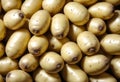 Close up of new potatoes outside a greengrocers