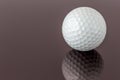 Close up the new white golf ball with the reflection, sport concept. Royalty Free Stock Photo