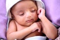 Close up of newborn baby boy sleeping Royalty Free Stock Photo