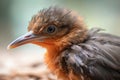 close-up of newborn bird with downy feathers and wide eyes