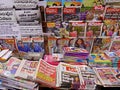 Sri Lankan newspaper and magazine display in Colombo street