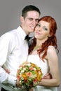 Close up of a nice young wedding couple Royalty Free Stock Photo