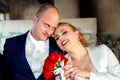 Close up of a nice young wedding couple Royalty Free Stock Photo