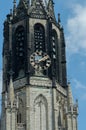 Close up Nieuwe Kerk tower, Delft, Netherlands Royalty Free Stock Photo