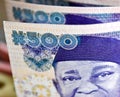 Close up Nigerian five hundred naira notes Royalty Free Stock Photo