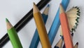 Close up of nine colored pencils Royalty Free Stock Photo