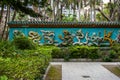 Close-up of Nine Dragon Wall in a Chinese garden