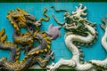 Close-up of Nine Dragon Wall in a Chinese garden