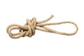 Close-up of node or knot from two ropes isolated on a white back Royalty Free Stock Photo