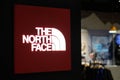 Close up THE NORTH FACE logo of store