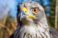 close-up of a northern goshawks hooked beak