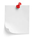 Note paper push pin message red white black Royalty Free Stock Photo